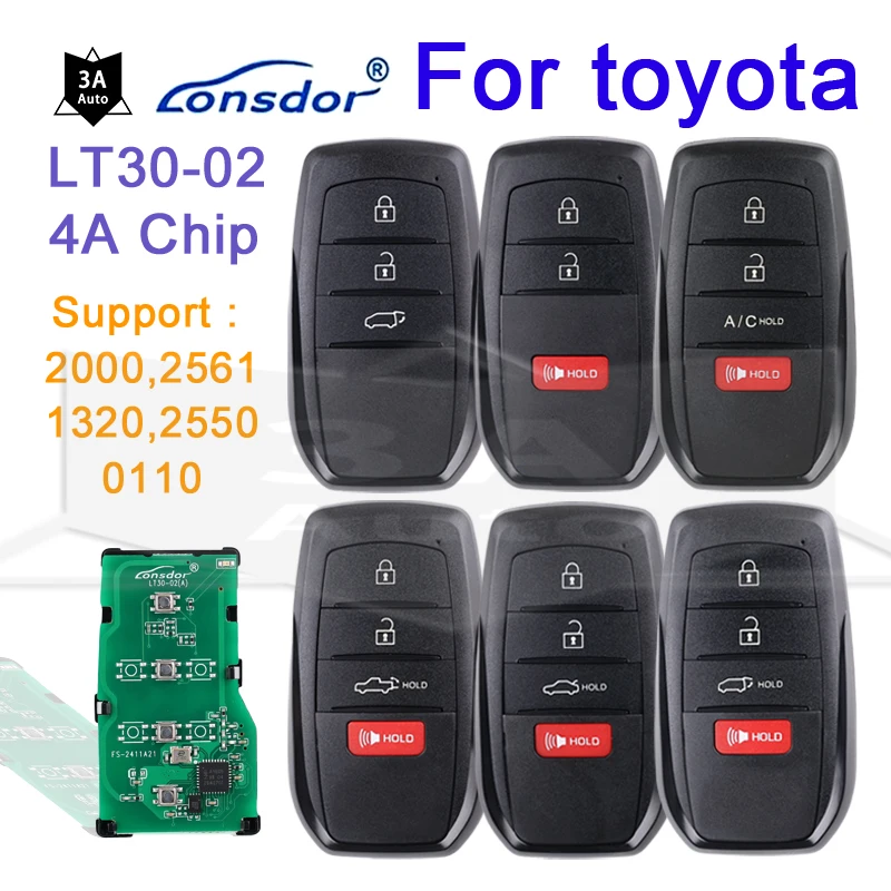 Car Control Remote Key Lonsdor For Toyota Corolla Levin Allion Camry KH100+ K518 Support 2000 2561 0110 1320 2550 T30-02 4A Chip