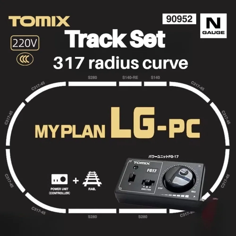 TOMIX N-type 1/160 Train Model Track Set with Controller C317 Circular 90952 Train Track for Sand Table Scene Decoration