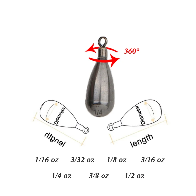 3Pcs 7 Modes1.8g 2.7g 3.5g 5.3g 7g 10.5g 14g Tungsten Free Teardrop Sinker Weights Fishing Fall Hook Connector Sinker Accessorie