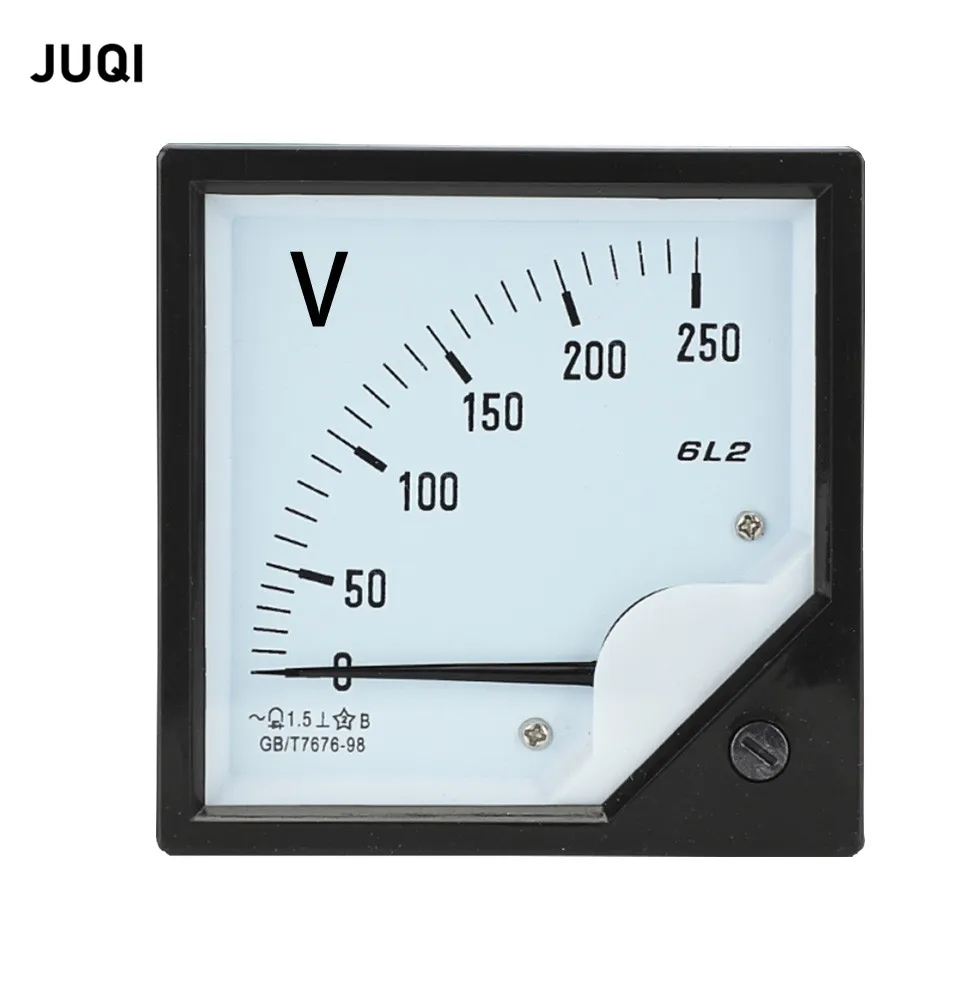 6L2-V AC voltmeter 50V 100V 150V 250V 300V 450V 500V 10KV/100V Range Analog Pointer type AC voltmeter Gauge Panel 80x80mm