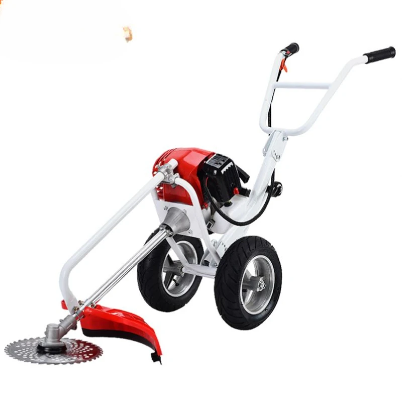 CGC001-1E44F Gasoline 2 Stroke 52cc Hand Push Brush Cutter Grass  Cutting Machine For Garden With Two Wheels