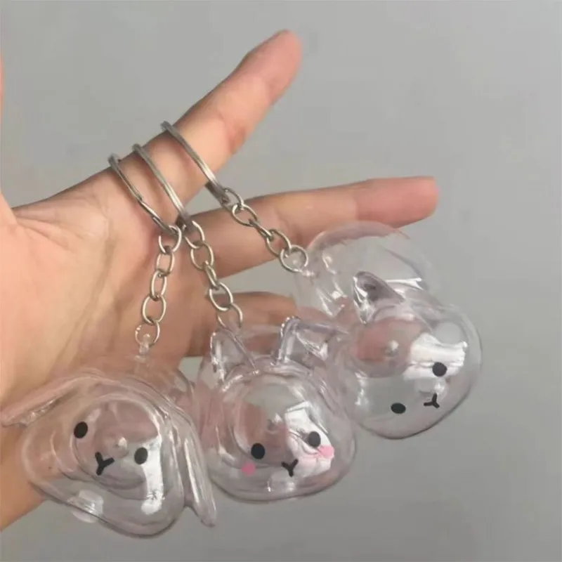 Брелок из кошачьей шерсти, сувенирные эстетические брелки, брелок для ключей с котом, брелок для сумки, подвеска для хранения прозрачного шарика из кроличьего меха