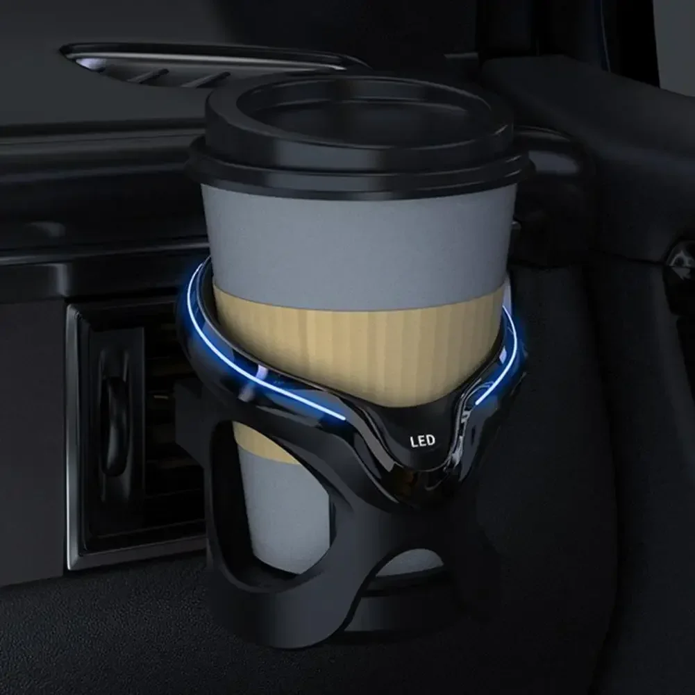 

Universal Car Cup Holder with LED Light Anti-Shake Easy to Install Automotive Air Vent Cup Bottle Holder