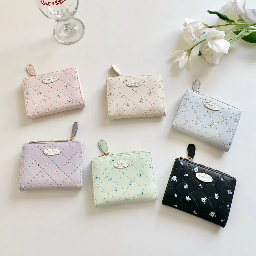 أزياء زهرة المرأة المحفظة أضعاف قصيرة طالب المحفظة بو الجلود سستة عملة المحفظة بطاقة حقيبة