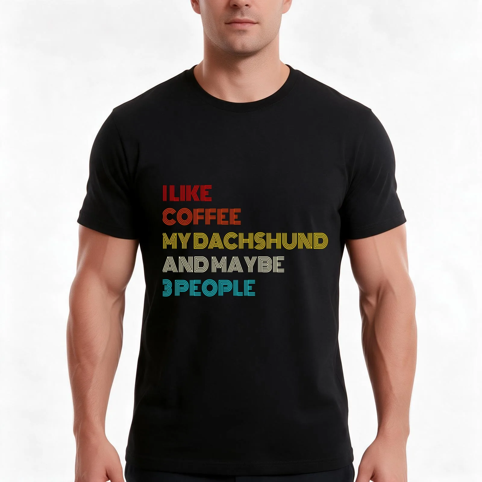 I Like Coffee My Dachshund And Maybe 3 People T-Shirt, Summer Casual Cotton Tee, Oversized Streetwear Tops, Unisex Men Women