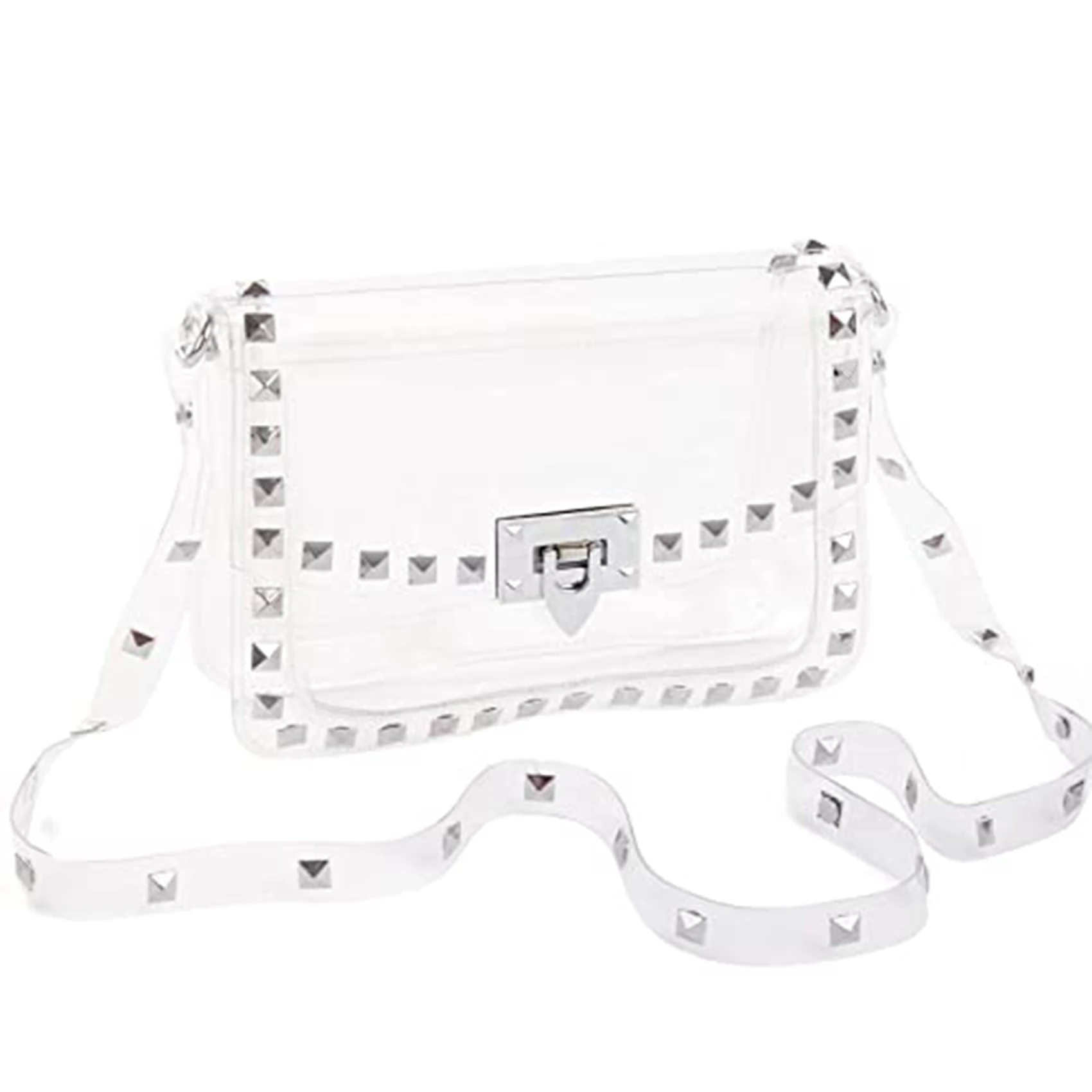 

Clear Purse for Women, Clear Crossbody Bag Fashion Rivet Decor Clear Purses Color: Clear