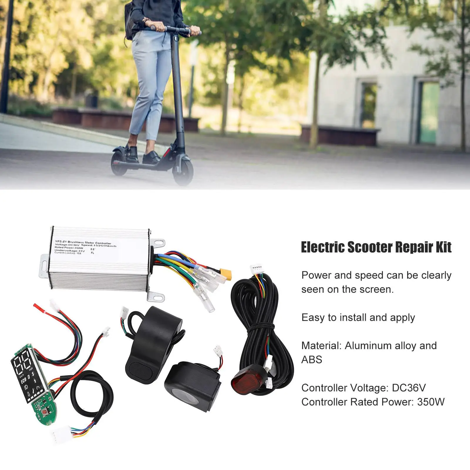 مجموعة وحدة تحكم سكوتر كهربائي 36 فولت مع مقبض فرامل من سبائك الألومنيوم ولوحة دوائر كهربائية ومجموعة مصابيح أمامية للسكوتر الإلكتروني #3