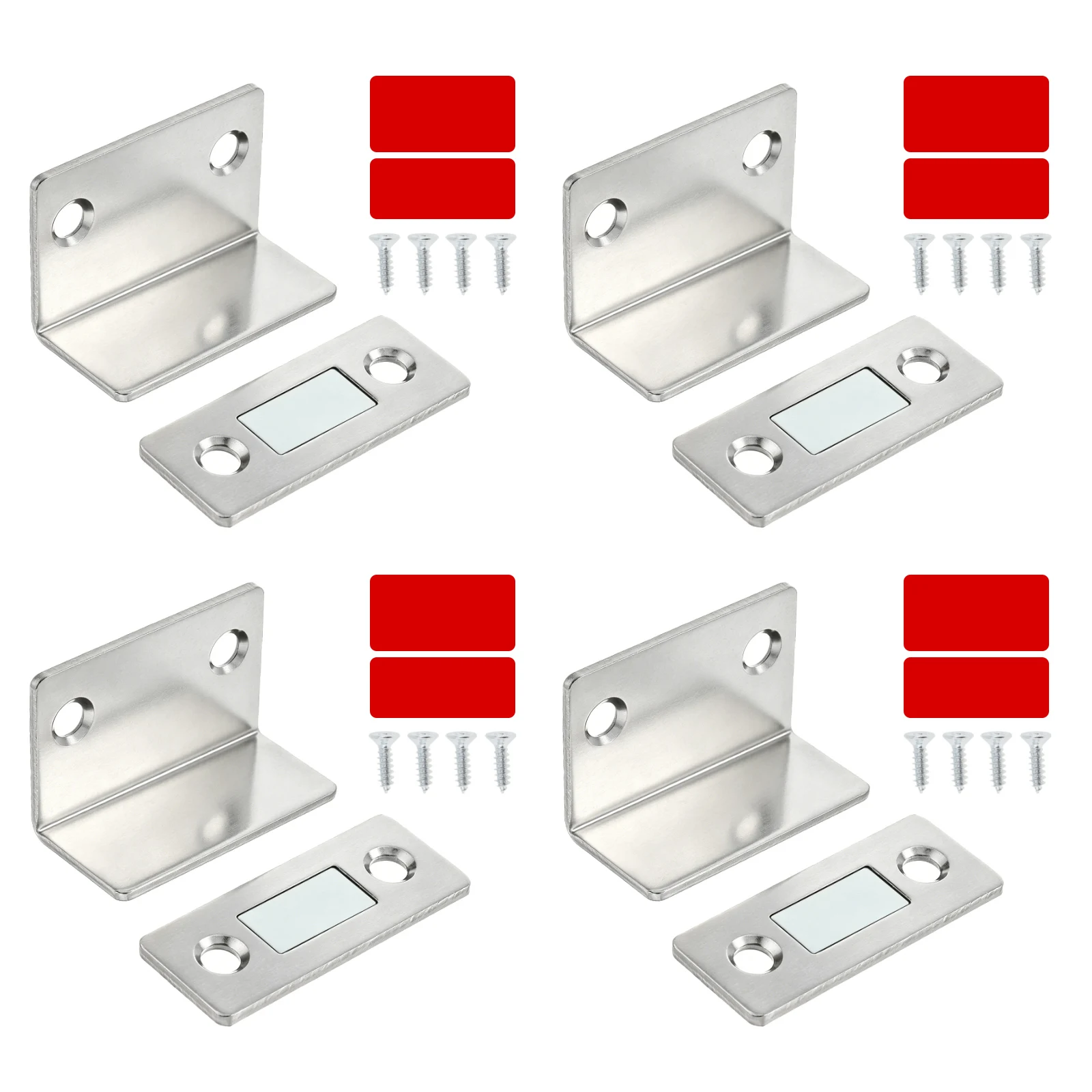 4 Pcs Magnetic Door Catch Modern Ultra Thin Cabinet Catches for Drawer Closet Window Door Closer Steel Adhesive Magnets Latches
