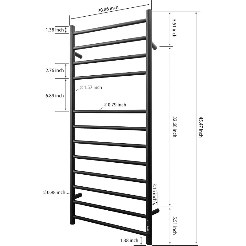 Towel Warmer Wall Mounted with Built-in Timer 12 Bars Electric Stainless Steel Heated Towel Racks for Bathroom,