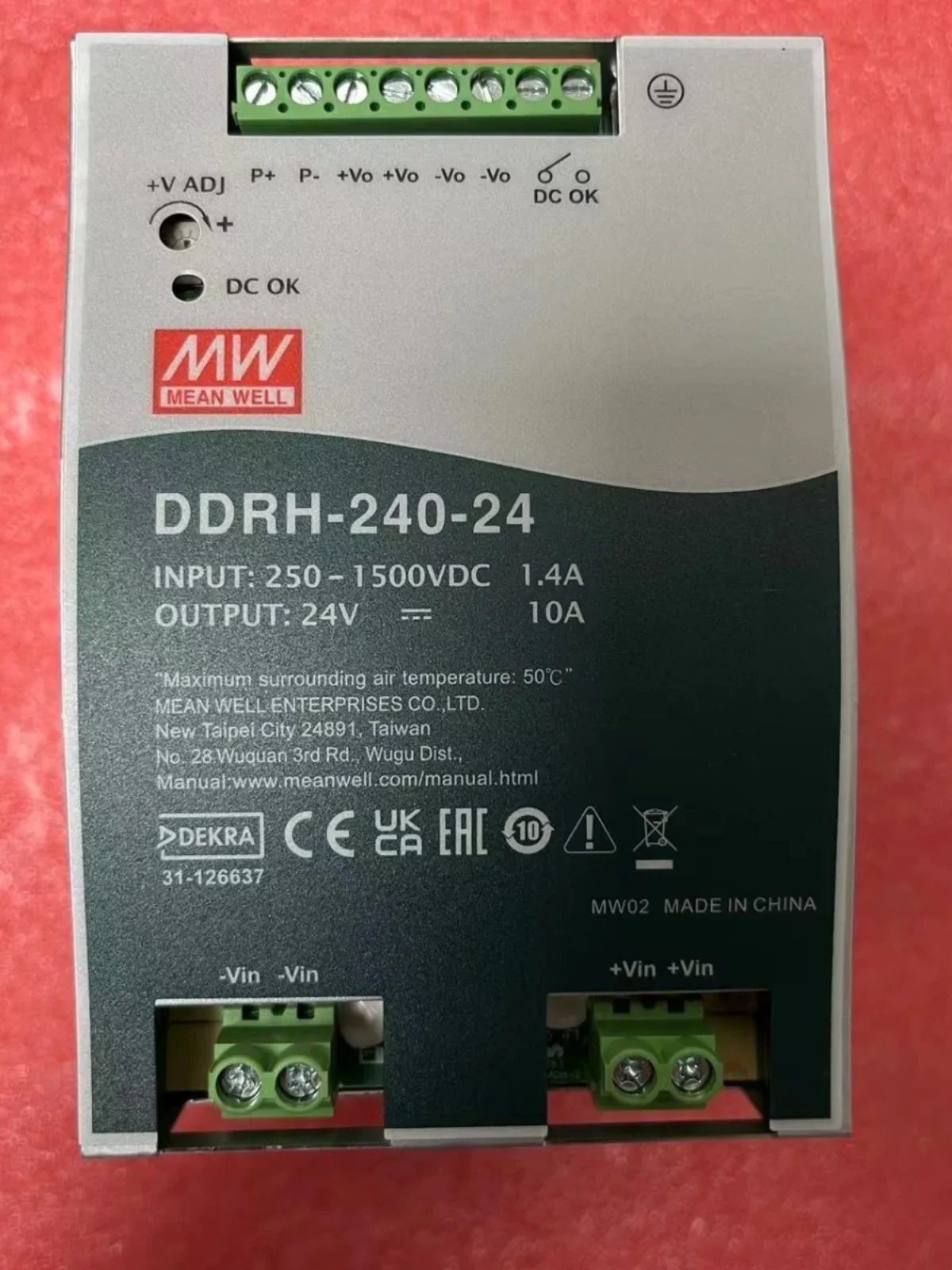 Mingwei Switching Power Supply DDRH- 240-12/24/36/48V Ultra Wide Range Input Rail Type DC-DC Power Supply