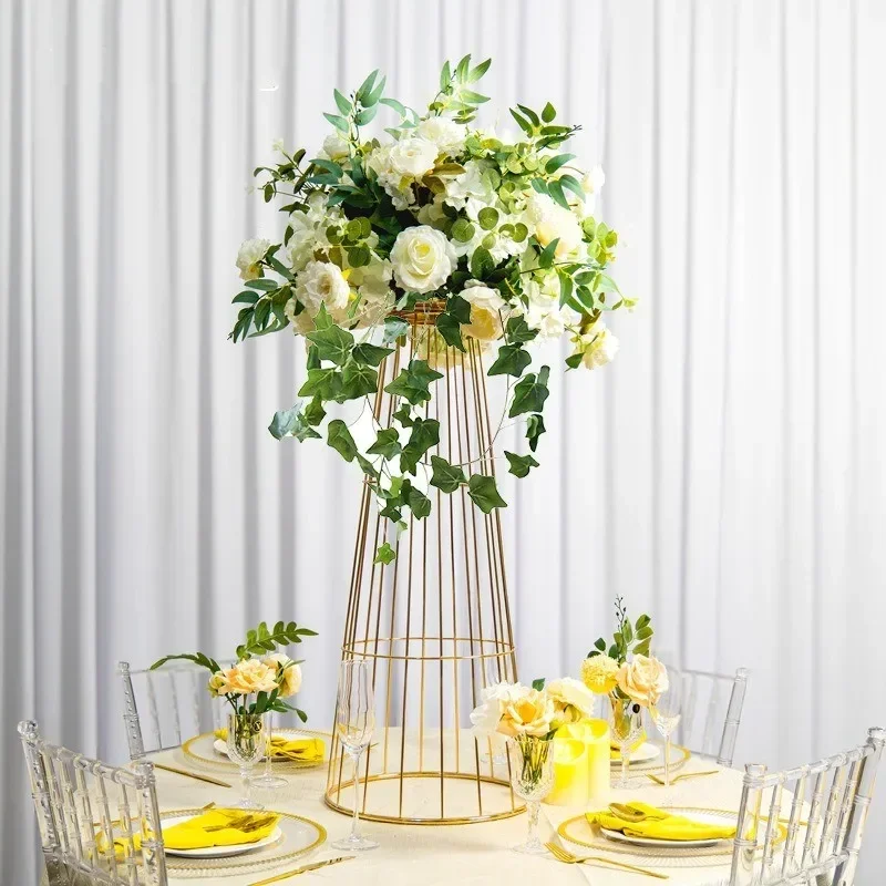 

5/10 pcs New Metal Vase Trumpet Shape Wedding Table Centerpiece Event Road Lead Flower Vases For Home Decoration