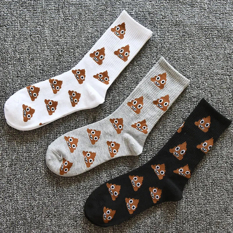 

1/3 пары весенне-осенних модных новых мужских носков средней длины с абстрактным мультяшным принтом, трендовые, с забавным дизайном «Счастливый кал», для мужчин
