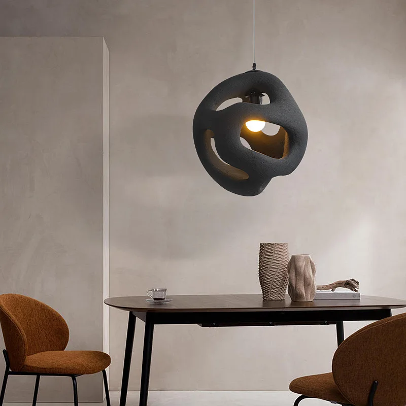Wabi Sabi Retro Pendant Light Resin Kitcen Living Room Coffee Shop Hollow Out Indoor Art Decor LED Hanging Chandelier Luminaires