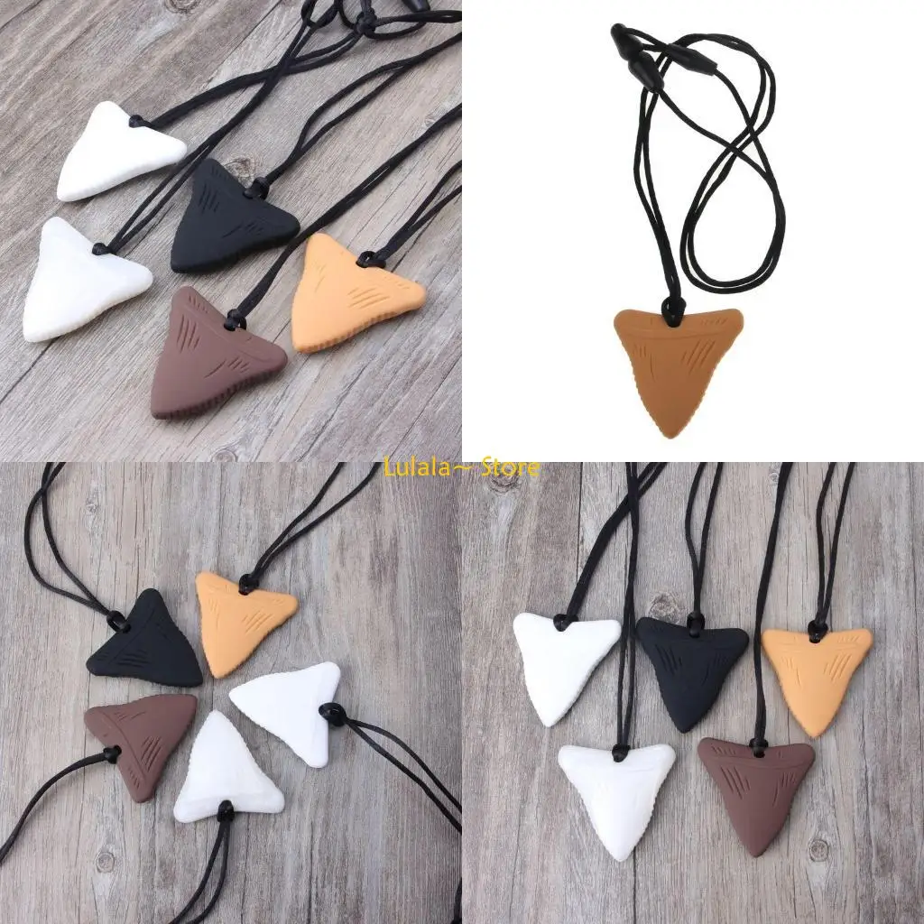 Y4QA Baby Teether Shark Tooth Silicone Teething Necklace Baby Gender Neutral Chew