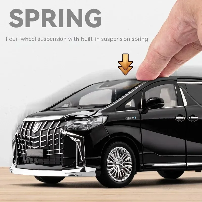 1/18 Toyota Alphard MPV Large Size Alloy Car Model Diecast Metal Toy Vehicles Car Model Simulation Sound and Light Children Gift