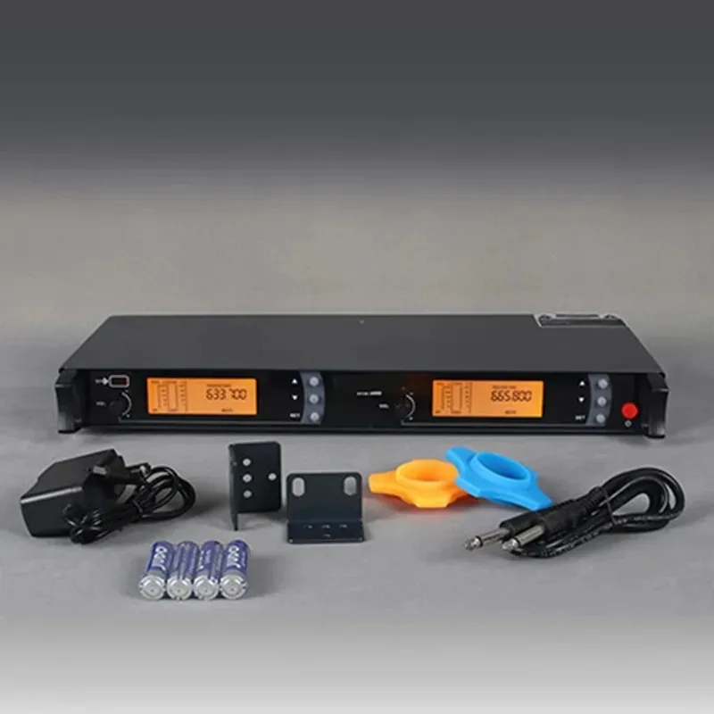 Wireless Microphone System Dual Channel Handheld Dynamic Microphone Set Suitable for Stage Performance, DJ, Karaoke, Church