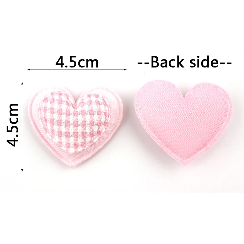 25Pcs 4.5cm Handmade Double Layer Heart Padded Appliques For DIY Headwear Hairpin Crafts Decoration Accessories