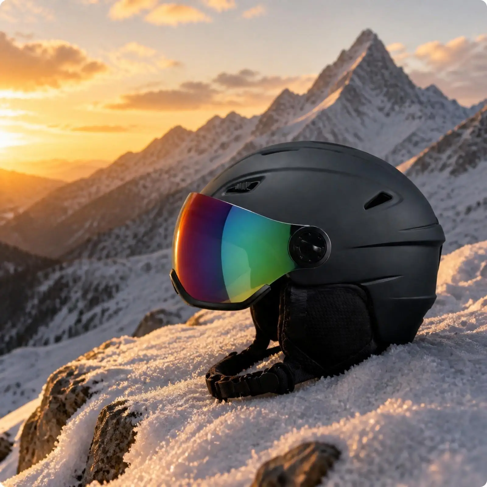 Ski Protector Helmet with Built-in Eye Shield for Adults Adjustable Fit PC EPS Shell Snow Safety Cap for Mountain Use