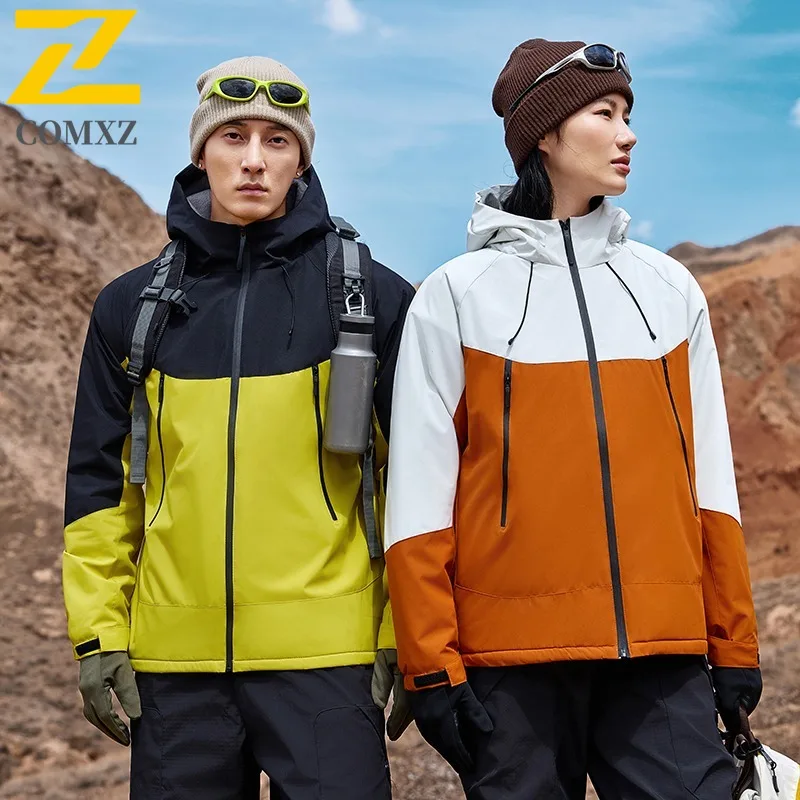 سترة رجالية فاخرة على الموضة من COMXZ بقلنسوة للرحلات والتسلق ومقاومة للرياح سترة دافئة ملابس يومية ملابس شتوية خفيفة ومريحة #5