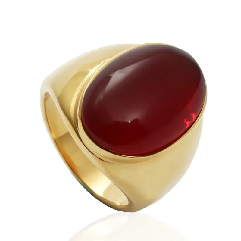 Vintage Jewelry Stainless Steel Artificial Opal Couple Ring Valentine\'s Day Birthday High-end Gift Hand Wholesale
