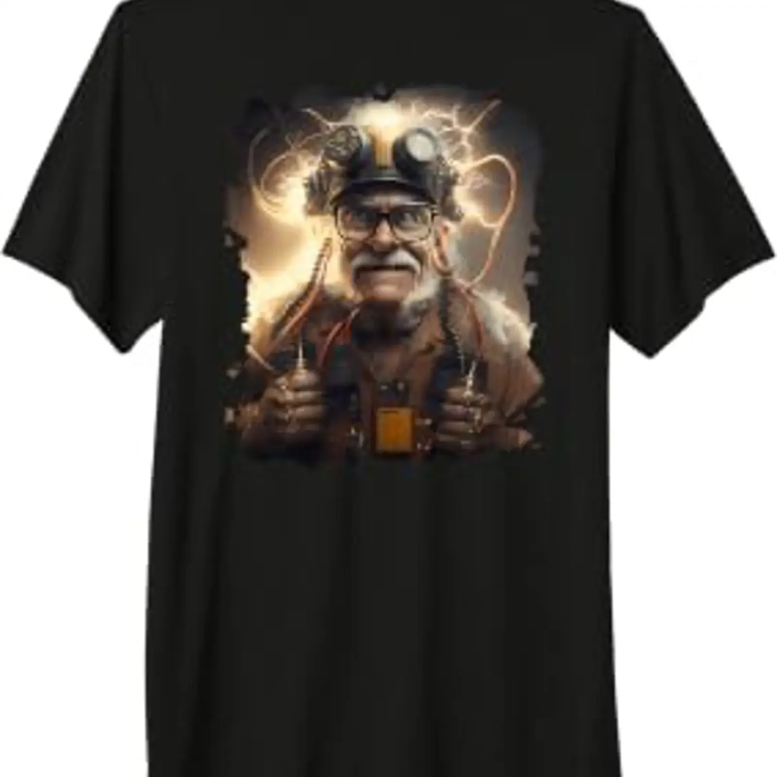 Backprint Électricien drôle et ingénieur en électronique T Shirt Haut de Gamme vintage Washed Versatile Soft Slightly