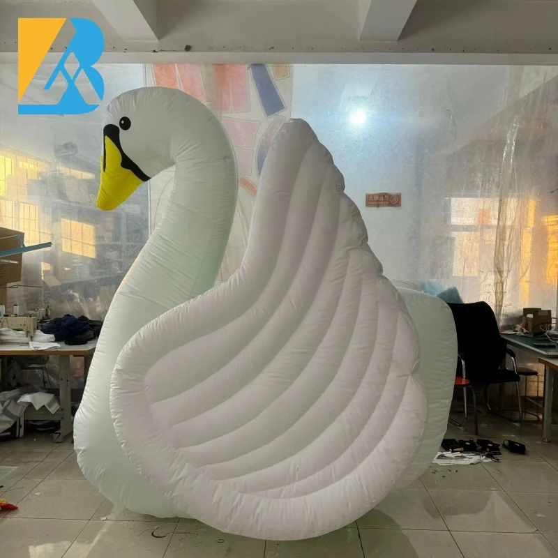 Custom Made 2.2 Meters High LED Lighting Giant Inflatable Swan Costume for Party Parade