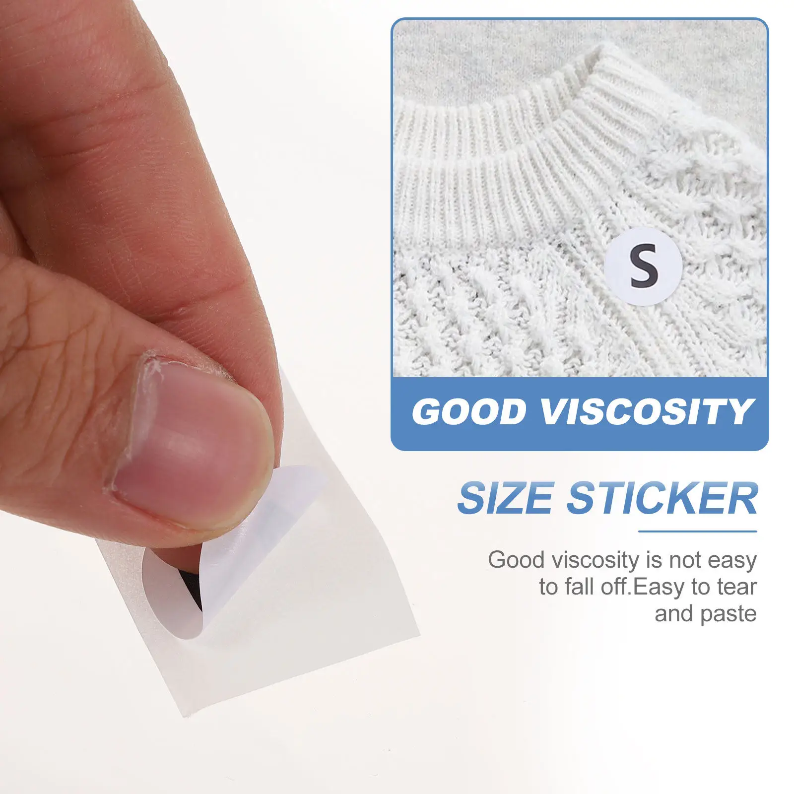 2 Roll Round Clothing Size Sticker Label Multi-Functional Size Sticker Set Strong Adhesion Clear Printing for Shirts Pants Hats