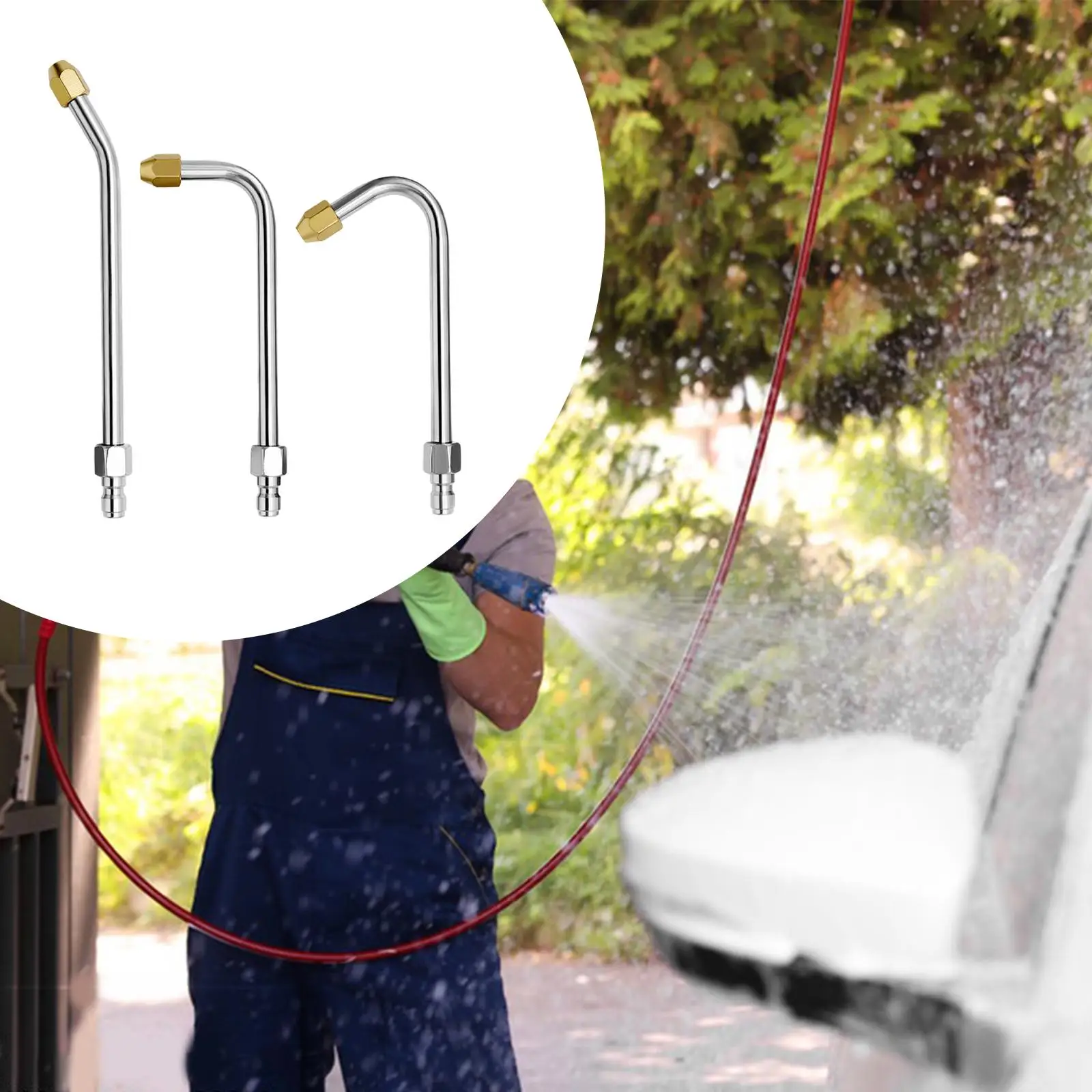 

3x Pressure Washer Extension Wand Lawn Car Cleaning Driveways Extension Rod