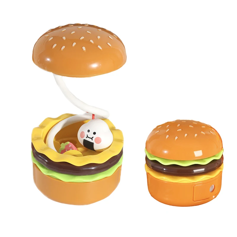 

Children's Desk Lamp Rechargeable Cute Hamburger Night Light Bedside Lamp with Pencil Sharpener Adjusted Desktop Decoration