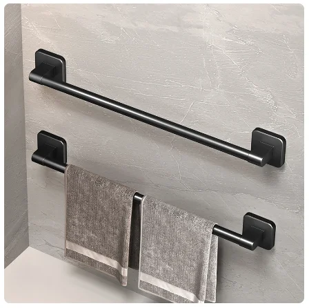 Bathroom Towel Holder White Without Drilling Bathroom Black Towel Rack Towel Bar Self-Adhesive Bathroom Towel Rack Towel Rail