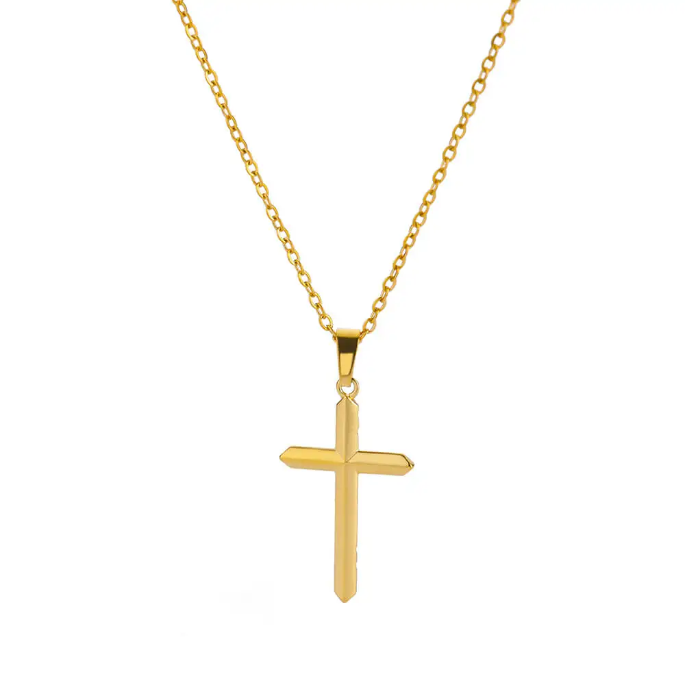 Vintage Jesus Cross Necklace For Women Gold Plated Prayer Pendant Necklaces Stainless Steel Jewelry Collares Gifts Free Shipping