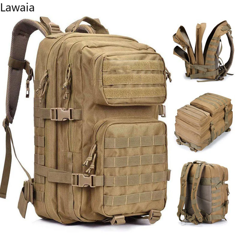 

Lawaia 50L Outdoor Sports Large Capacity Backpack Outdoor Camping Hiking Waterproof Multi Functional Tactical Backpack