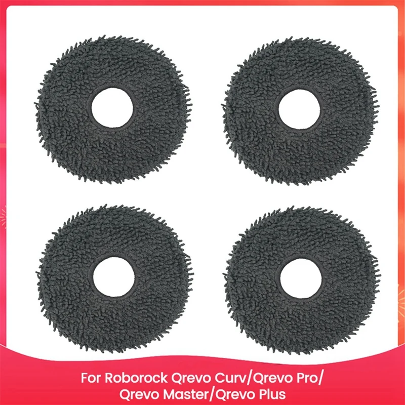 A26T-4PCS Mop Pads Kit For Roborock Qrevo Curv/Qrevo Pro/Qrevo Master/Qrevo Plus Vacuum Cleaner Replacement Parts Mop Cloth