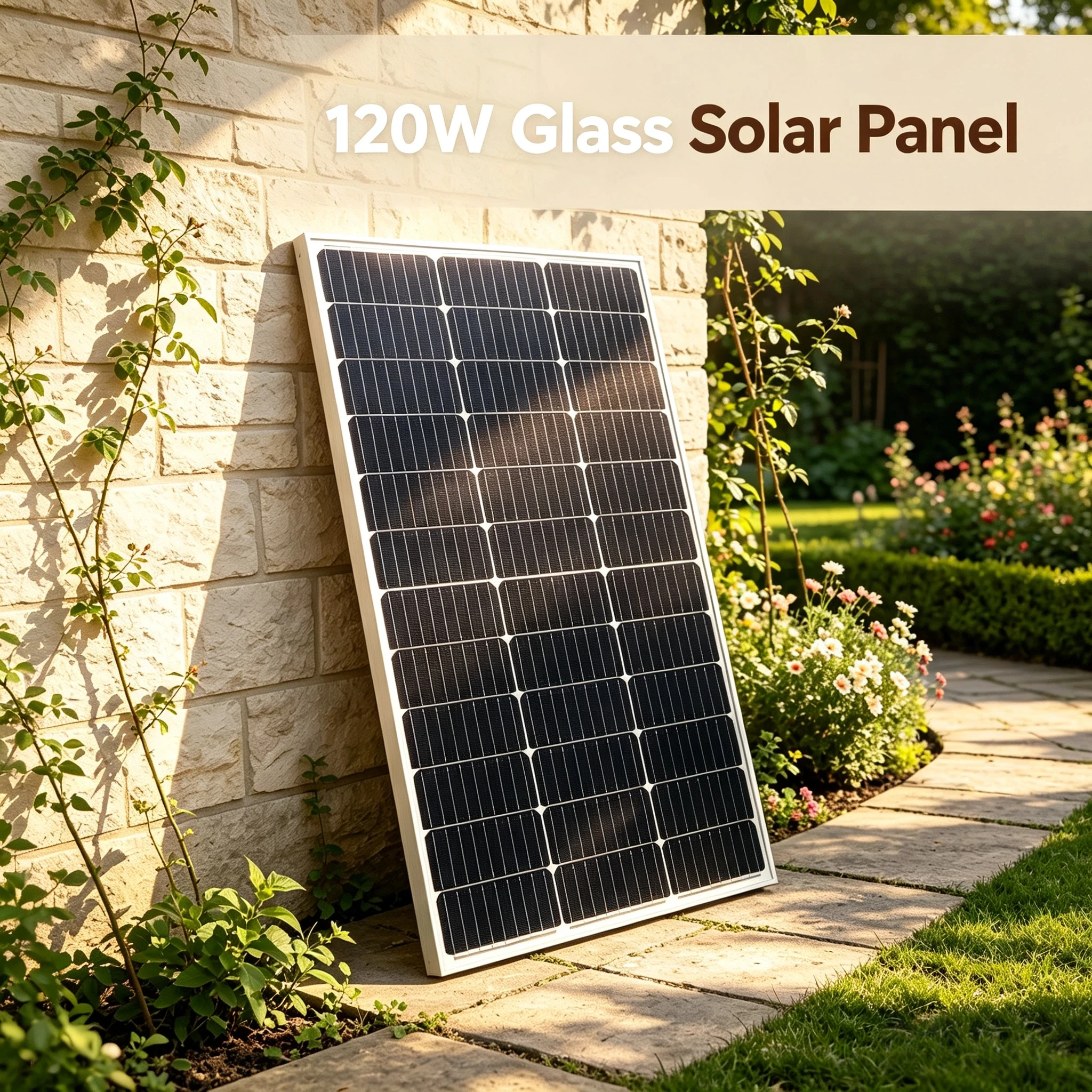 120W Monokristallines Solarpanel aus gehärtetem Glas, A+ Solarzelle, Solarladegerät für den Außenbereich, 18V Photovoltaik-Solarpanels mit Aluminiumrahmen für Camping und Wohnmobil-Dach.