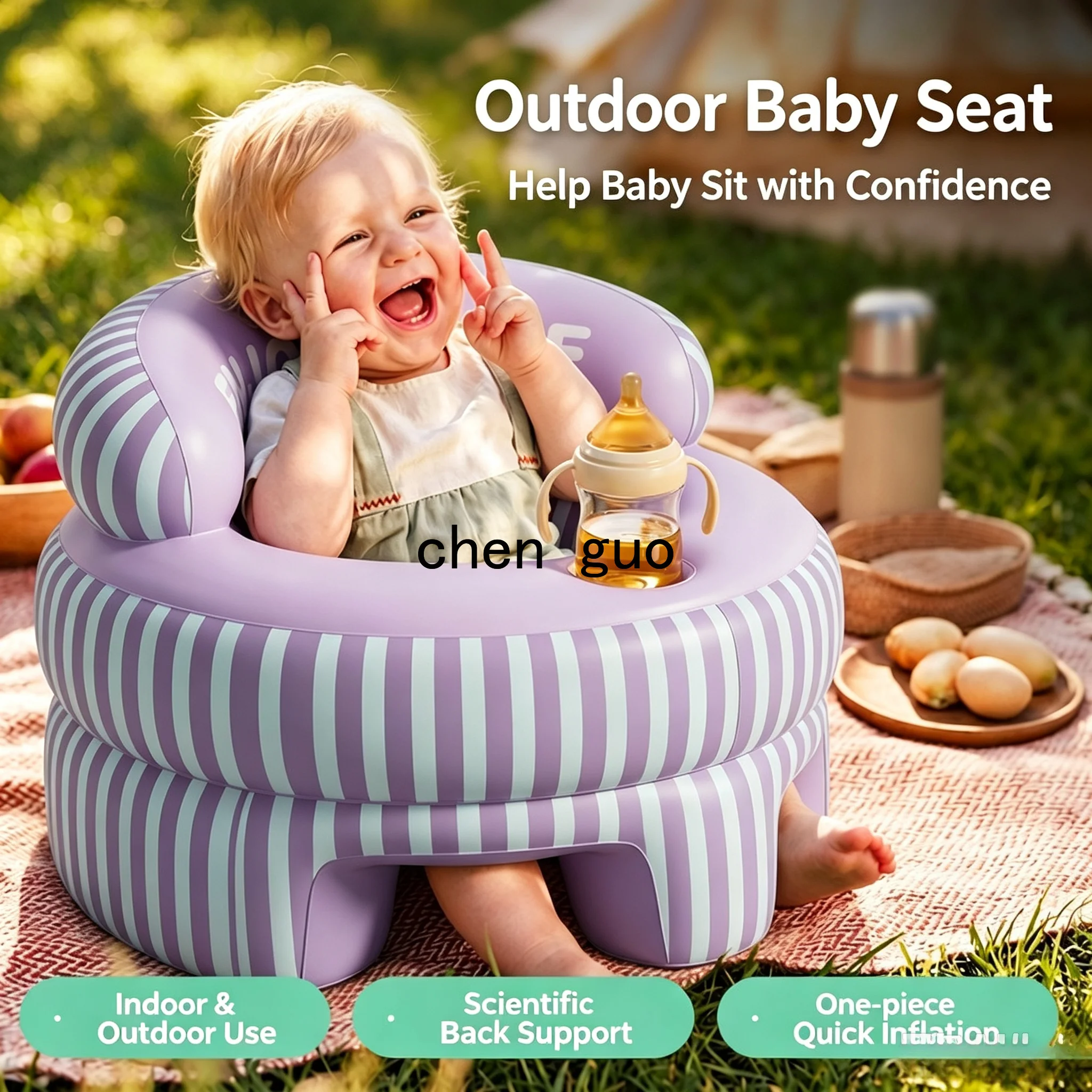Inflatable Baby Learning Sit Chair, Baby Inflatable Sofa Infant Seat Spine Support Training Sitting Aid for Toddler