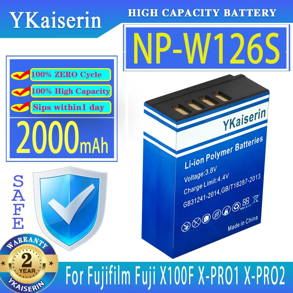 YKaiserin Portable Battery NP-W126S NP-W126 2000mAh For Fujifilm Fuji X100F X-PRO1 X-PRO2 X-A1 X-A2 X-A3 X-A10 X-E1 X-E2 X-E2S