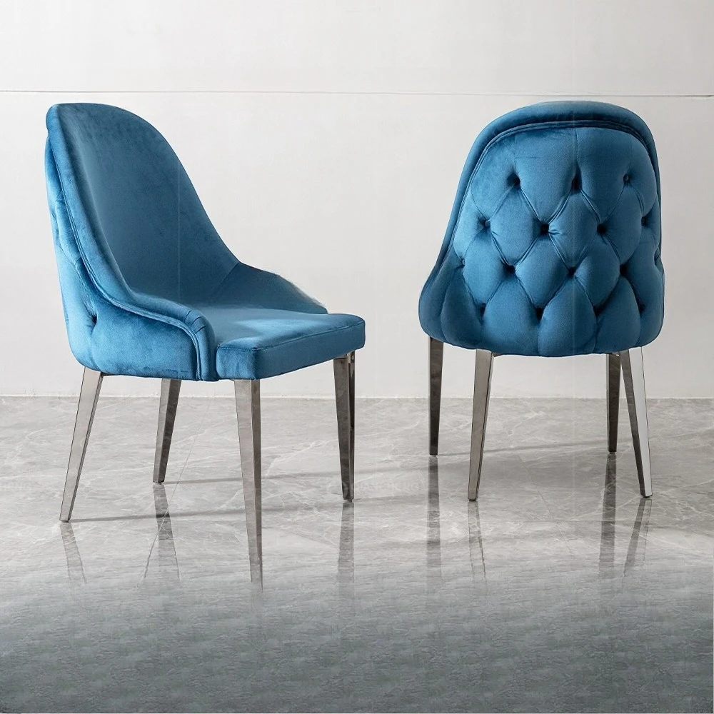 كرسي طعام فاخر خفيف مصنوع من الفولاذ المقاوم للصدأ عالي الجودة كرسي خلفي إيطالي بسيط مصمم لغرفة النوم كرسي مطعم #2