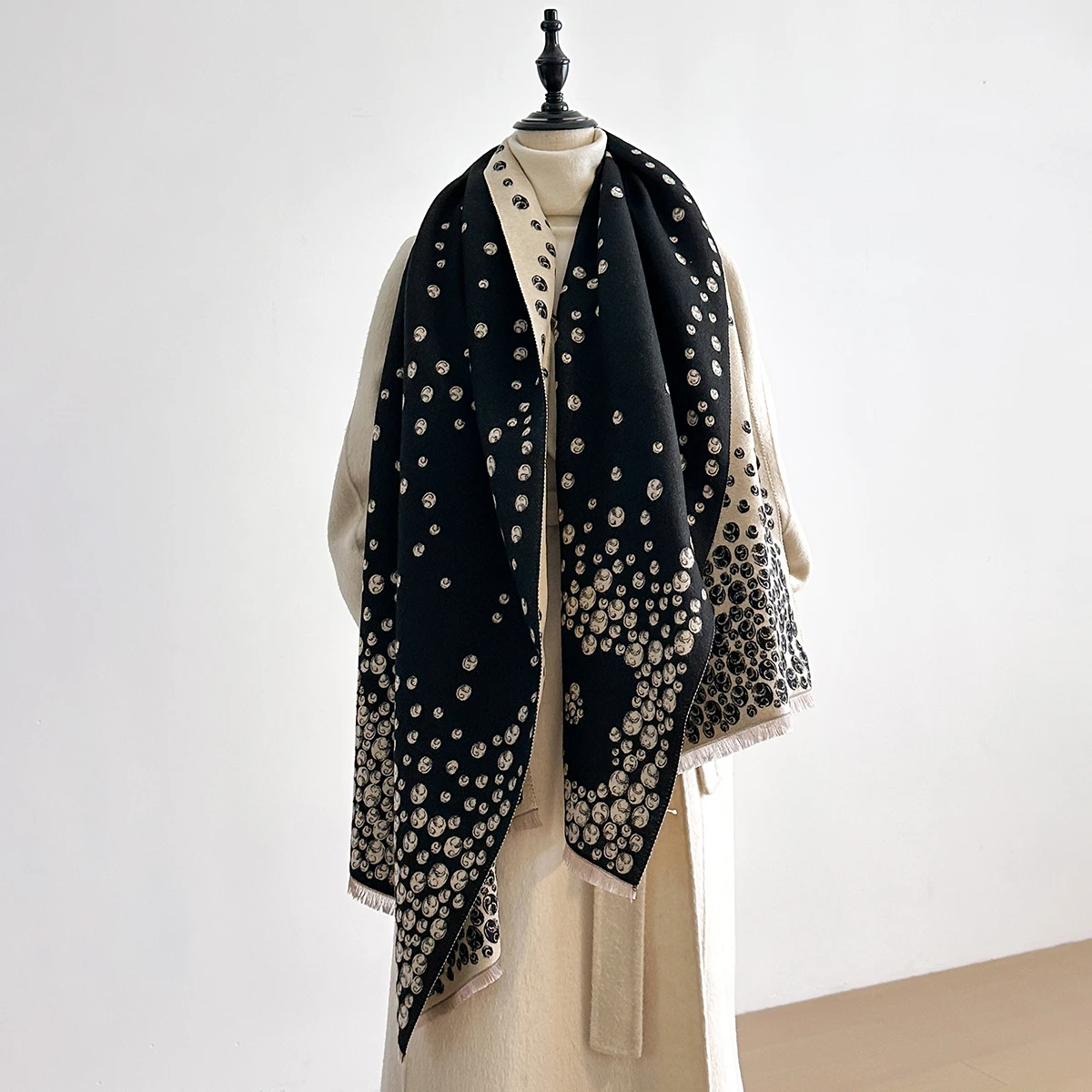 2025 bufandas de Cachemira de imitación para mujer Pashmina de invierno chal cálido manta gruesa Poncho elegante Bufanda Echarpe Bandana Scraf