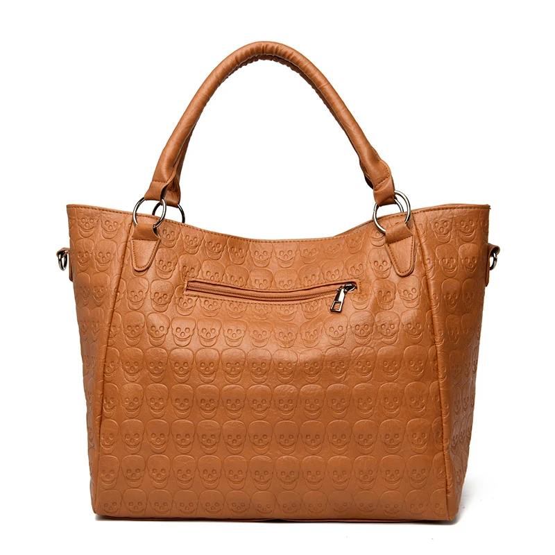 

Punk Skull Shoulder Bag PU Leather Studded Top Handle Bag Large Capacity Satchel Purse for Women Work Shopping