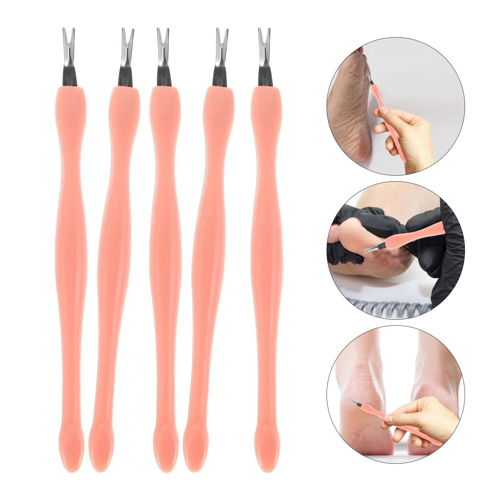 

5Pcs Cuticle Pusher Tool Set Stainless Steel Nail Art Remover Dead Skin Scraper Salon Quality Manicure Accessories