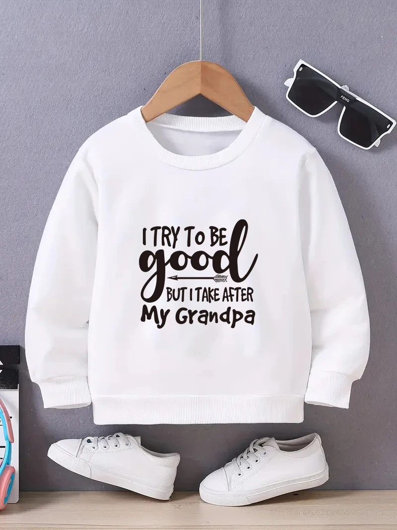 Fashionable boys Girls' Sweatshirt with Round Neckline Creative Letter Graphics  Parties spring Fall New Fit Leisure sports