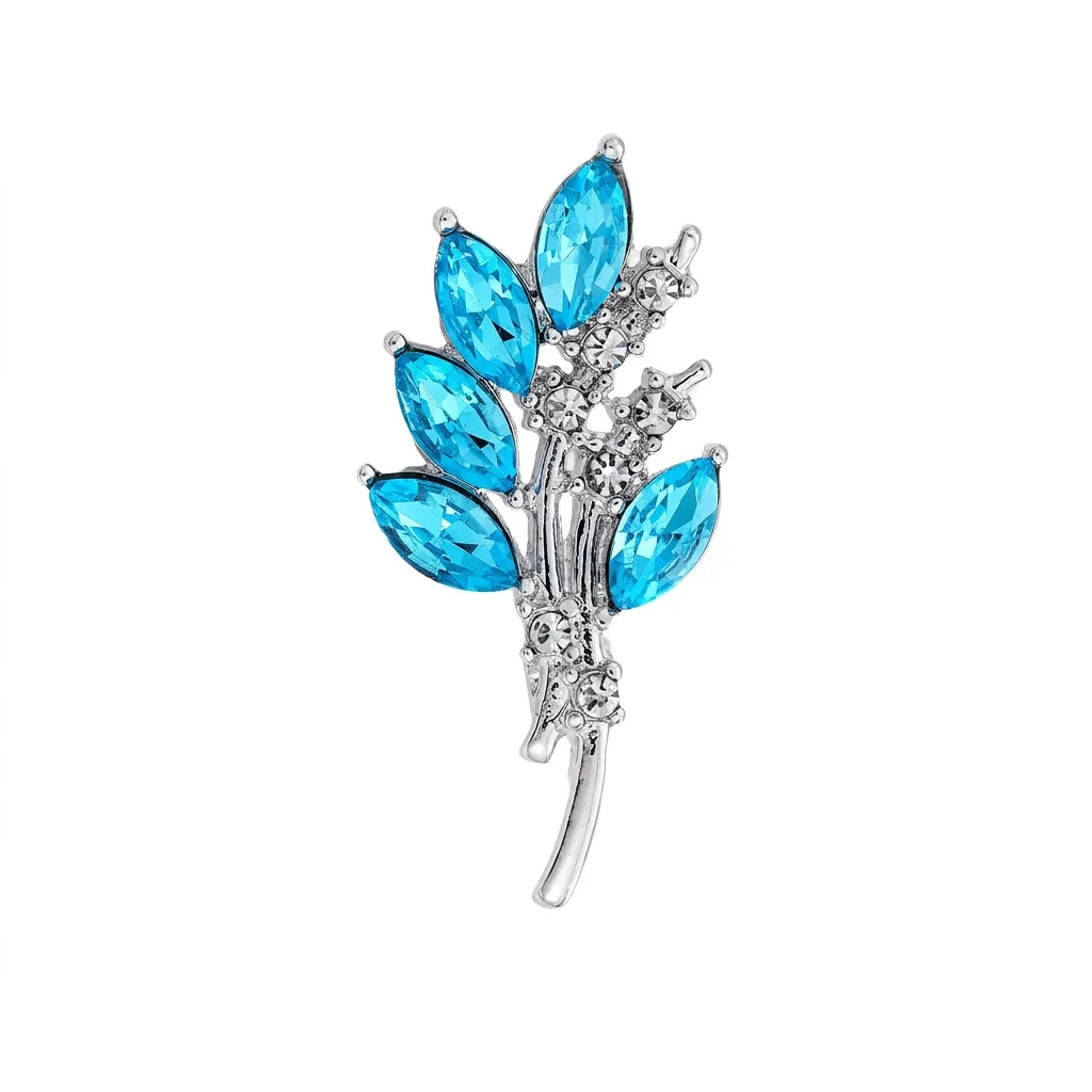 Brooch Pin Zinc Alloy Sparkling Olive Branch Jewelry Secure Closure for Wedding Party Elegant Women's Accessories Gift