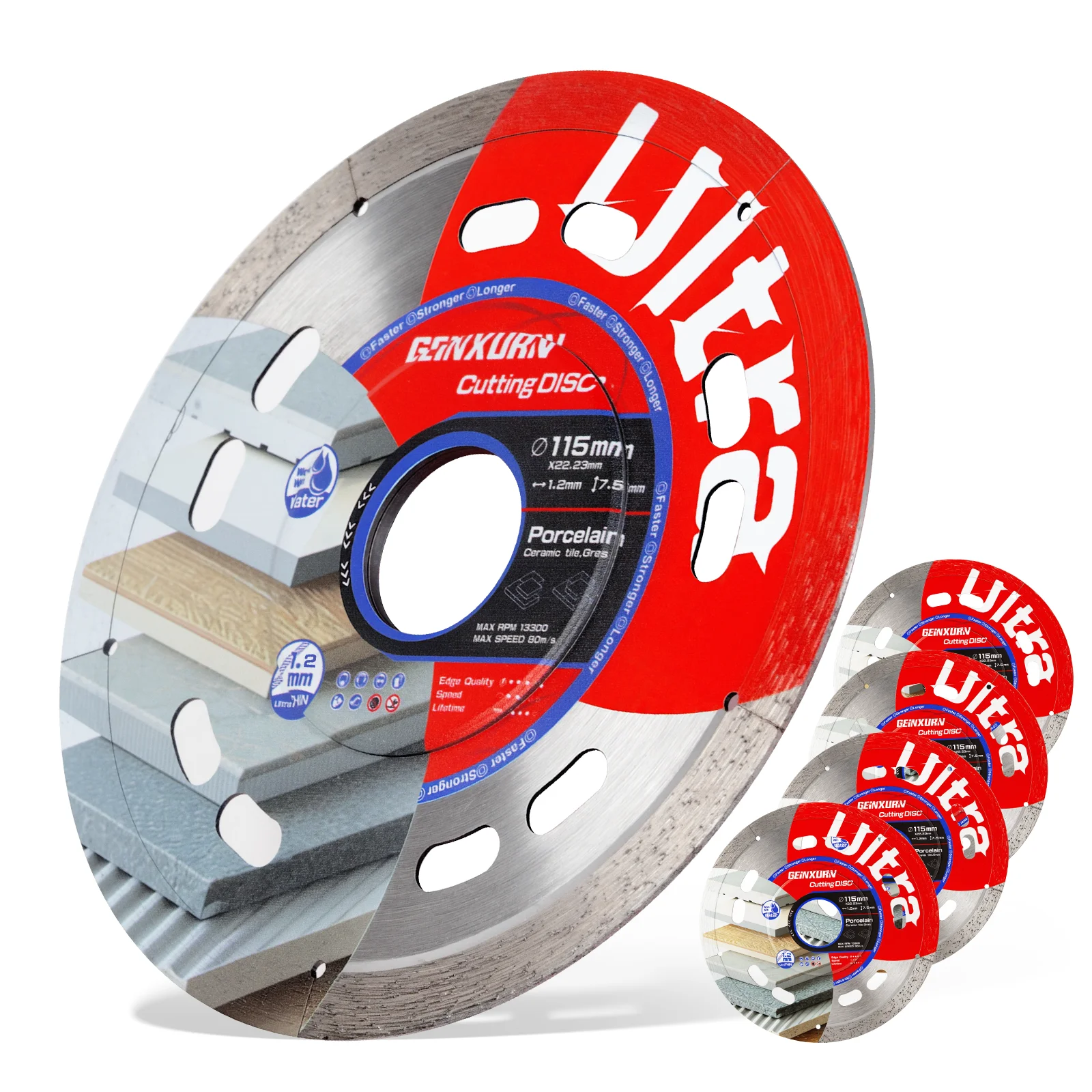 Geinxurn 2/5PCS Super Thin Tile Diamond Saw Blades(4.5