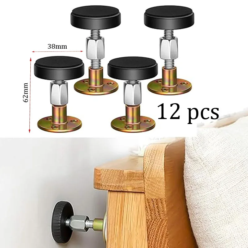 

12pcs Adjustable Threaded Bed Frame Anti-Shake Tool Headboard Stoppers Bedside Anti Shake Tool Beds Cabinets Sofas Easy Install