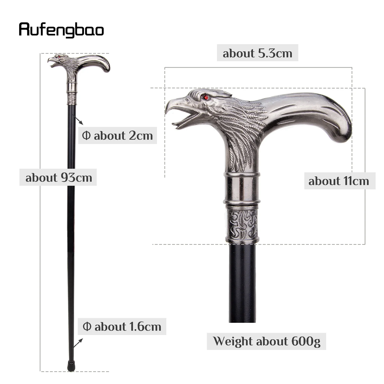 Red Eye Eagle Single Joint Fashion Walking Stick Decorative Vampire Cospaly Party Walking Cane Halloween Crosier 93cm