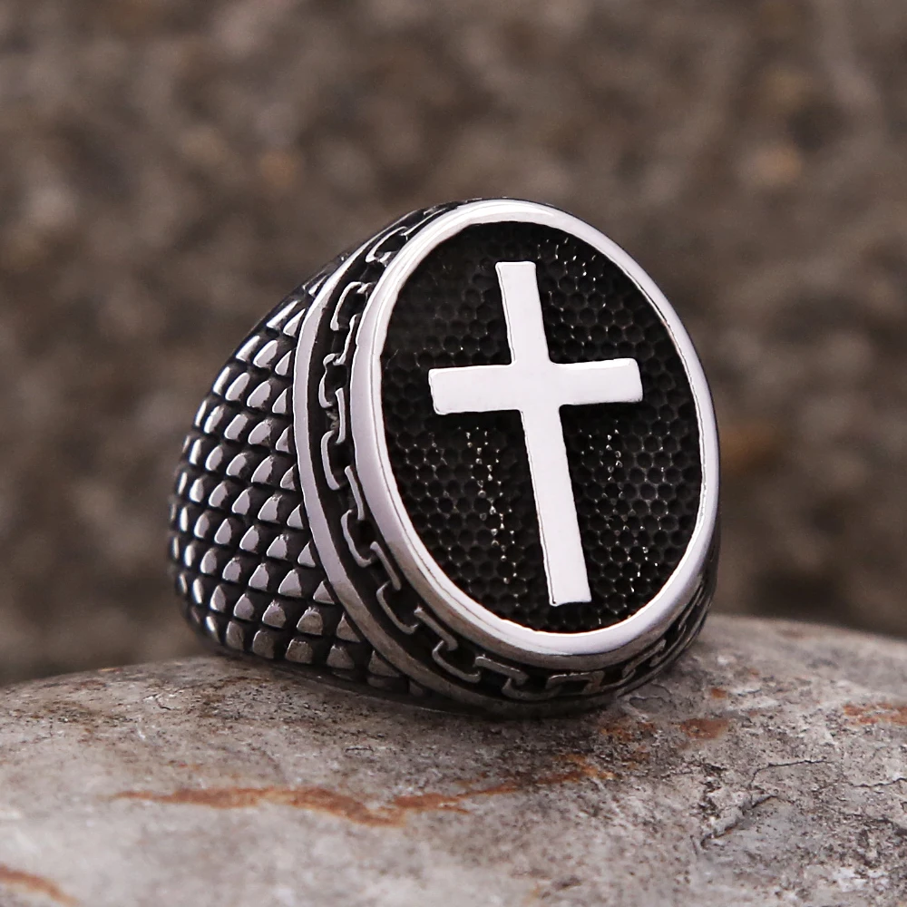 Vintage Punk Christian Religion Cross Rings For Men Women Rock Stainless Steel Biker Religion Amulet Jewelry Gifts Dropshipping