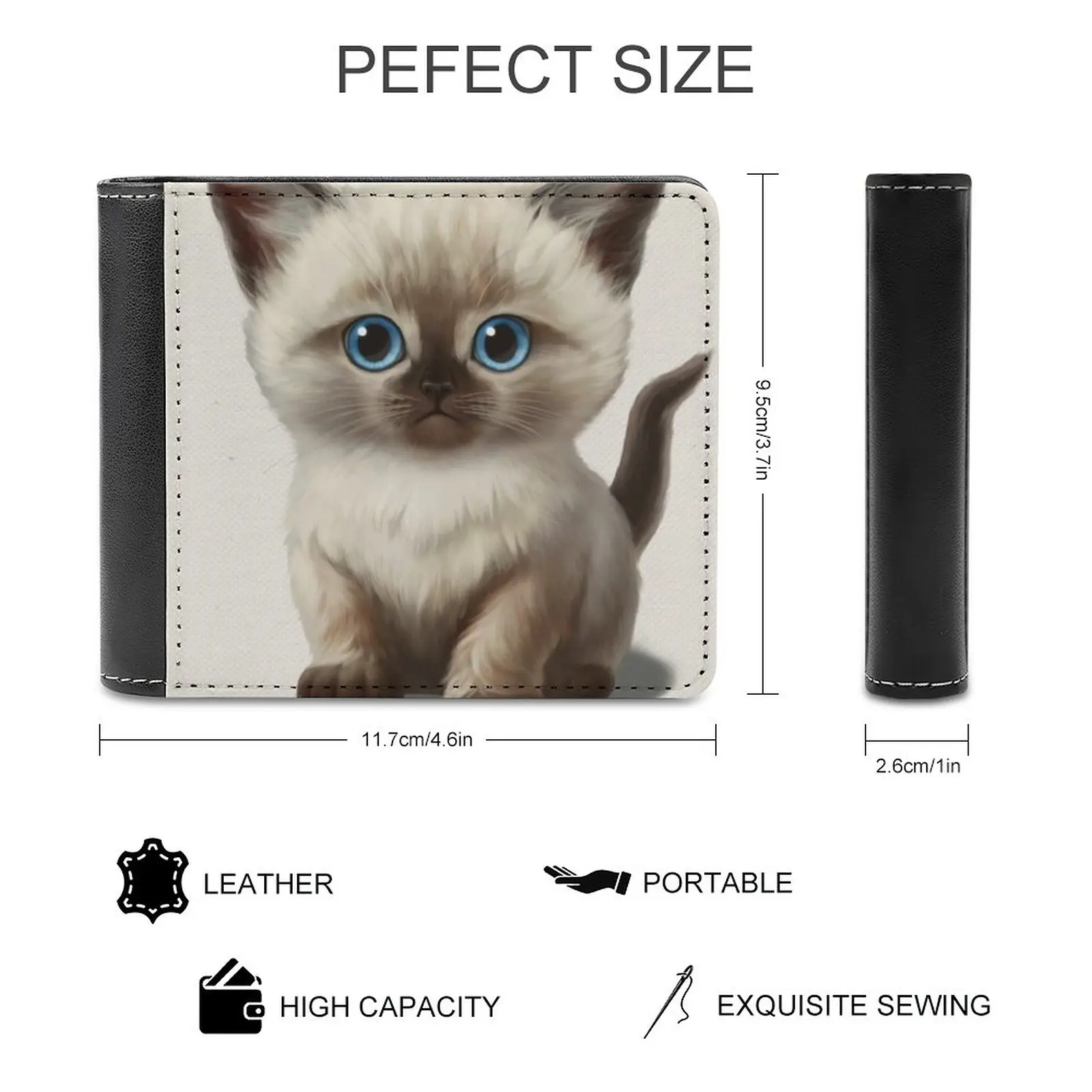 Cataclysm-Siamese Kitten Classic Soft Men Wallets New Purse Credit Card Holders For Male Purses Men Wallet Kitten Cat Lovers