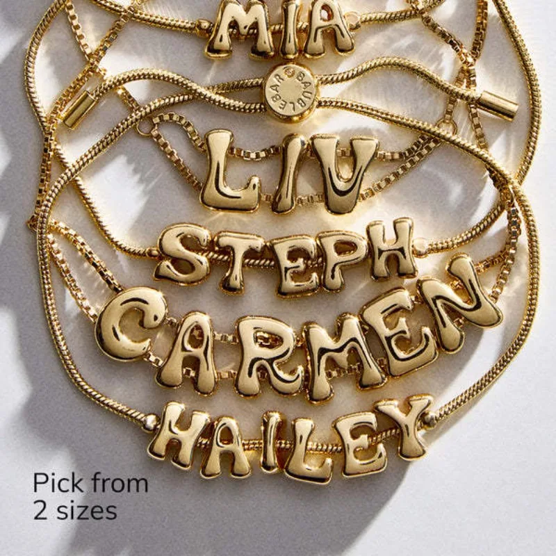 

Personalized Bubble Custom Slider Bracelet For Women Bubble Double Strand Adjustable Chain Charm Balloon Bracelet GiftGirlfriend