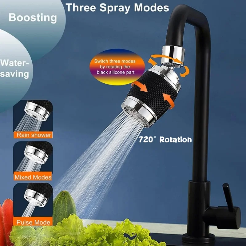 New Kitchen Sink Filter Faucet Aerator 3 Mode Adjustable Tap Extender Spray Head Water Purifier Splashproof Kitchen Faucet Spout