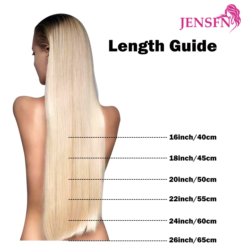 JENSFN-Straight Weft Extensions Bundles, 100% cabelo humano real, Remy Natural Hair, costurar em tece, cor loira marrom, 50g, 16 "-24"